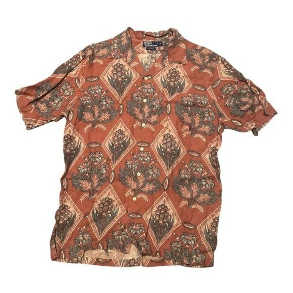 Polo by Ralph Lauren Linen Short Sleeve Button Up Shirt Men's M Floral Print